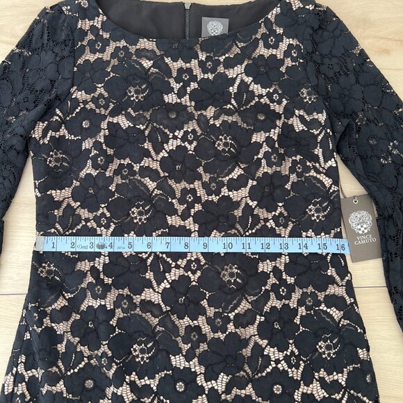 NWT Vince Camuto Black Bell Sleeve Lace Dress (6) Dark Coquette / Dark Romance - Picture 14 of 16